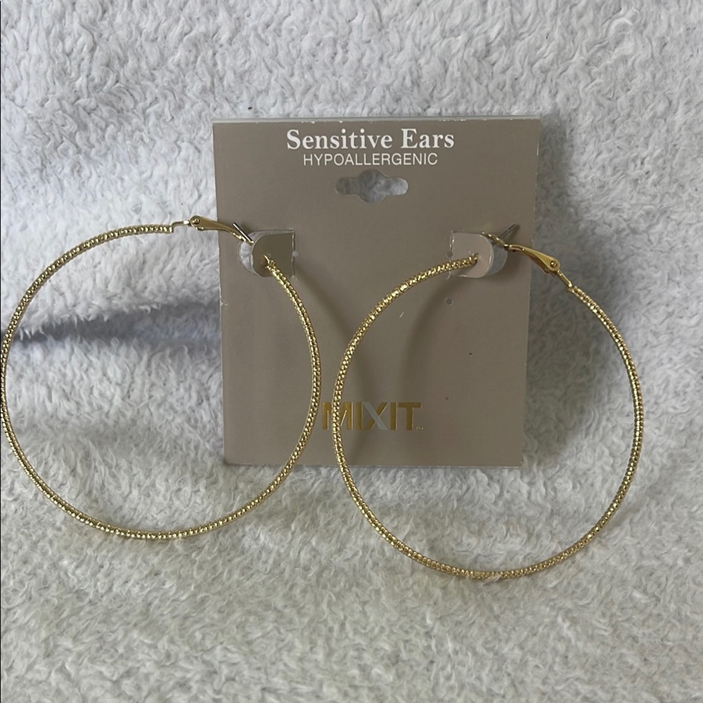 Mixit Gold toned Hoop Earrings for Sensitive Ears
